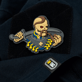 M-Tac Patch You Only Die Once 3D PVC mustalla pohjalla, värikäs pääkallokuva miekan kanssa, sopii sotilaalliseen ja taktiseen varustukseen.