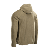 Takakuva M-Tac Lite Microfleece Hættetrøje -hupparista khakin värissä, suunniteltu mukavuuteen ja liikkumisvapauteen.