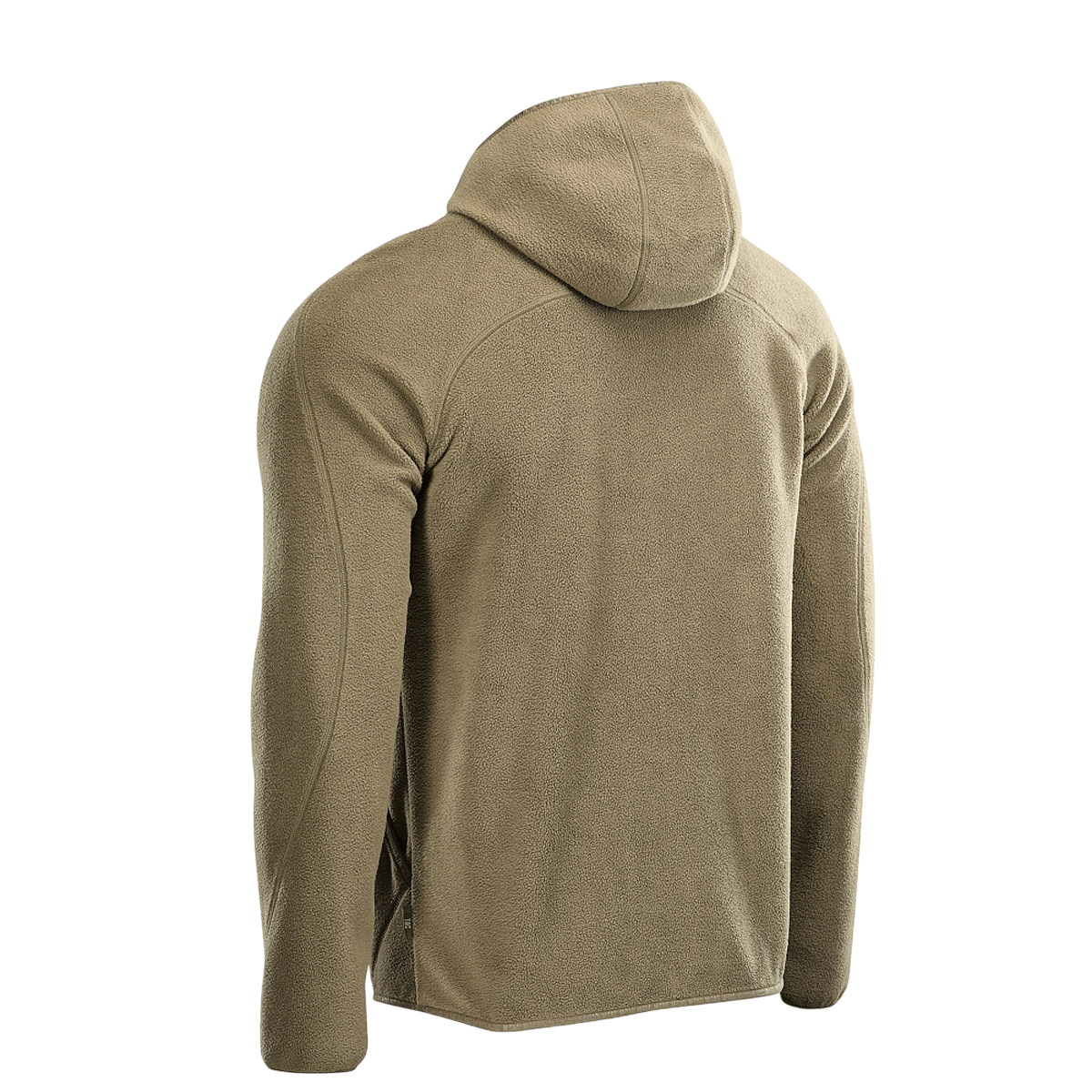 Takakuva M-Tac Lite Microfleece Hættetrøje -hupparista khakin värissä, suunniteltu mukavuuteen ja liikkumisvapauteen.