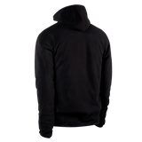 Musta M-Tac Lite Microfleece Hættetrøje takaa kuvattuna, näyttää joustavan ja kevyen istuvuuden, sopii päivittäiseen käyttöön ja ulkoiluun