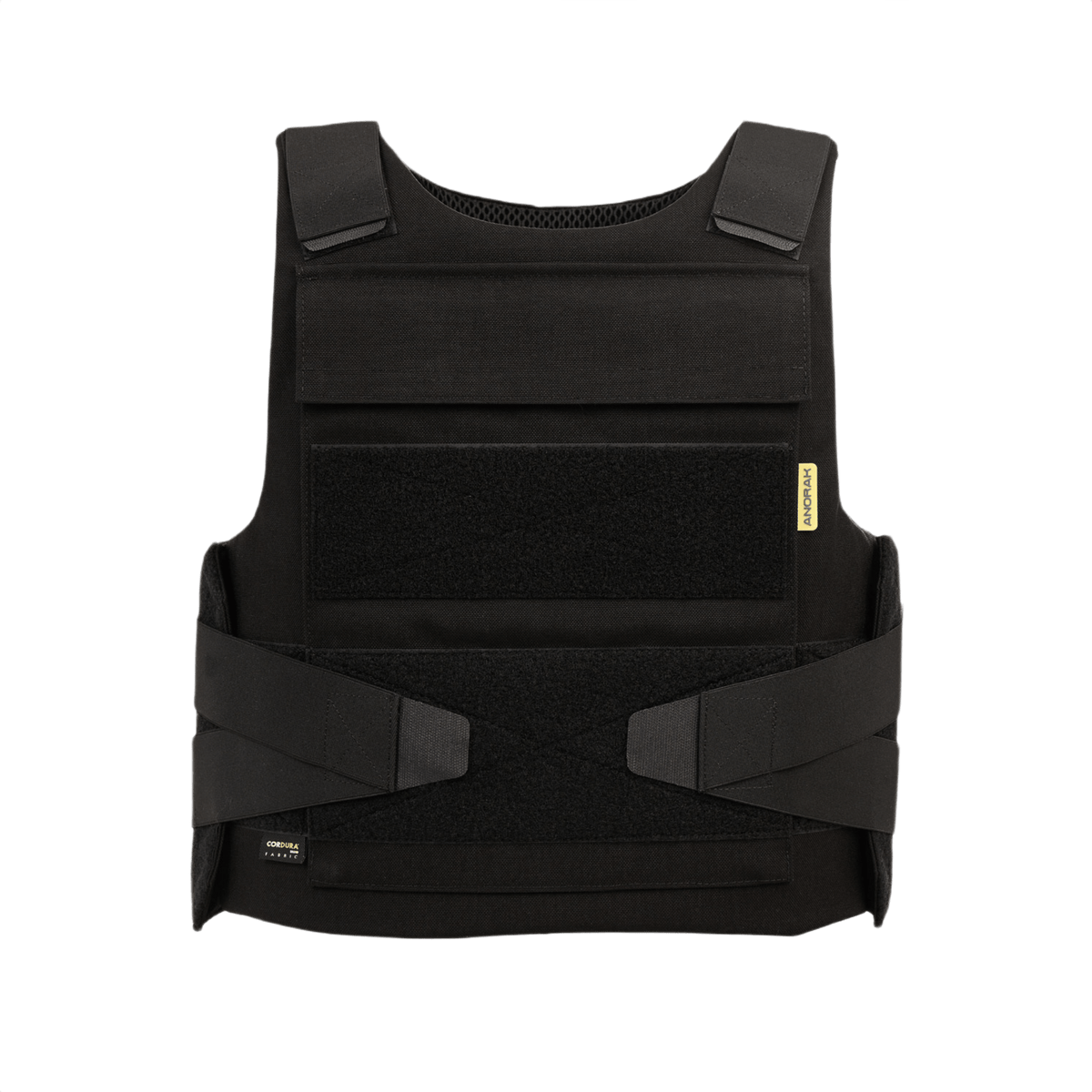 Anorak Duty II Cover musta liivi CORDURA®:lla ja 3D SPACER Coolmax®:lla, suunniteltu poliisin turvallisuuteen ja lämpötilansäätöön.