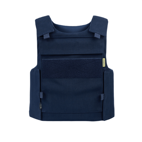 Anorak Rhodium® Duty IV pistos- ja luodinsuojaliivi, Level IIIA-suojaus ja veitsenkestävyys, sininen, edestä nähtynä.