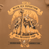 M-Tac T-shirt Black Sea Expedition viikinki-illustraatio, sopii metsästykseen ja matkailuun, materiaali 93% puuvillaa ja 7% elastaania