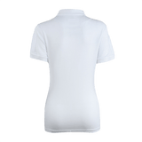 M-Tac Tactical Polo-Shirt 65/35 Lady valkoinen palvelupolo naisille, puuvilla-polyester-sekoitus, nähty takaa Velcro-paikoilla hihoissa.