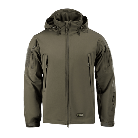 M-Tac Soft Shell -takki polyuretaanikalvolla ja fleece-vuorella, kevyt ja tuulensuojattu, oliivinvihreä.