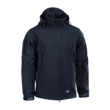 M-Tac Soft Shell -takki mustana, vesihylkivä ja eristävä, sopii huonoon säähän.