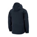 M-Tac Soft Shell -takki fleecellä ja vesihylkivällä ulkokuorella, suunniteltu suojaamaan huonolta säältä, takaa kuvattuna.
