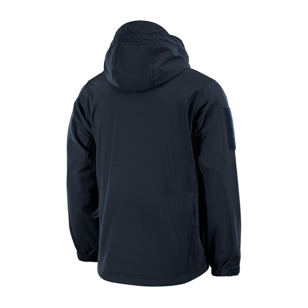M-Tac Soft Shell -takki fleecellä ja vesihylkivällä ulkokuorella, suunniteltu suojaamaan huonolta säältä, takaa kuvattuna.