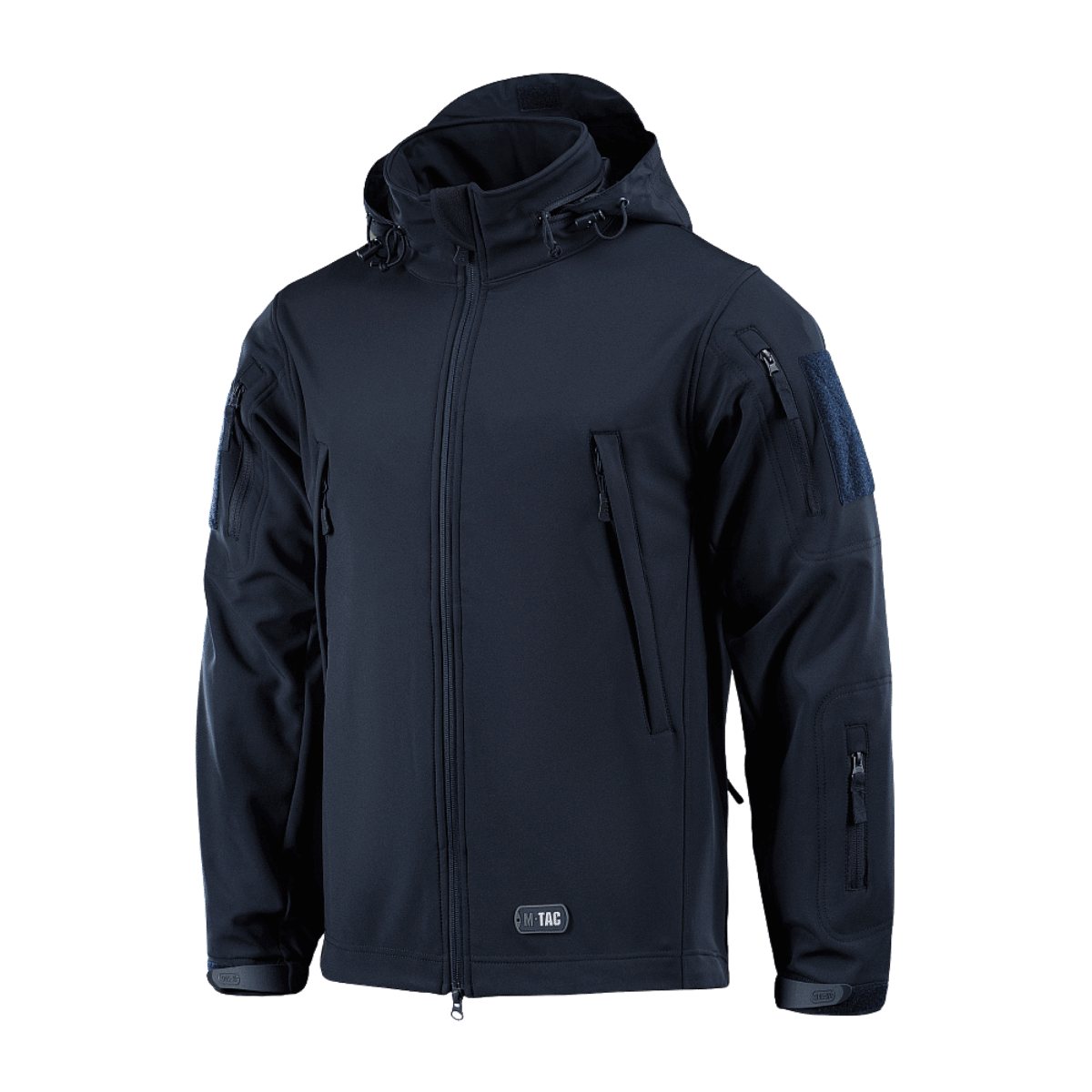 M-Tac Soft Shell -takki polyuretaanikalvolla ja fleece-vuorella, suojaa tuulelta ja säältä, kevyt malli mustana.