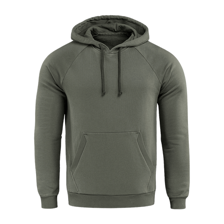 M-Tac Cotton Raglan -huppari, oliivinvihreä, raglanhihat ja huppu, suunniteltu mukavuutta ja tyyliä varten.