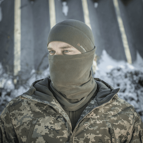 M-Tac anatominen Tube Scarf narulla Polartec käytössä, suojaa kasvoja sääolosuhteilta, valmistettu Polartec® Micro Series -fleecestä