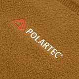Polartec® Micro Series -fleece M-Tac Anatominen Tube Scarf Polartec-nyörillä, näyttää materiaalin pinnan ja logon yksityiskohdat.