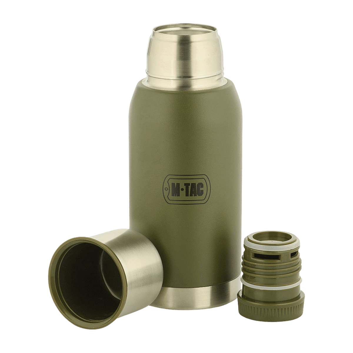 M-Tac Termospullo Type 2 0.75L oliivinvihreä, ruuvi- ja tyhjiökorkilla, sopii ulkokäyttöön ja kuumille tai kylmille juomille 0 2