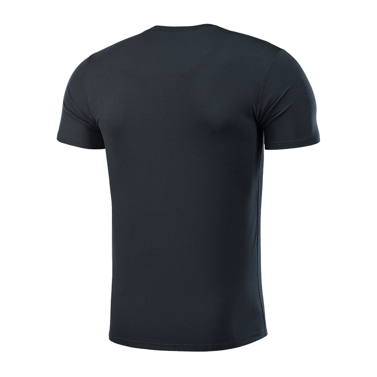 Musta M-Tac Sweat-Wicking T-Shirt Gen.II takaa nähtynä, suunniteltu mukavuuteen ja nopeaan kuivumiseen.