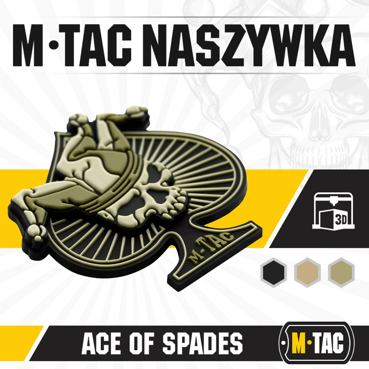 M-Tac Ace of Spades 3D PVC Patch Velcro-kiinnityksellä taktiseen käyttöön, kestävä ja tukeva muotoilu, sopii sotilas- ja ulkoilma-aktiviteetteihin.
