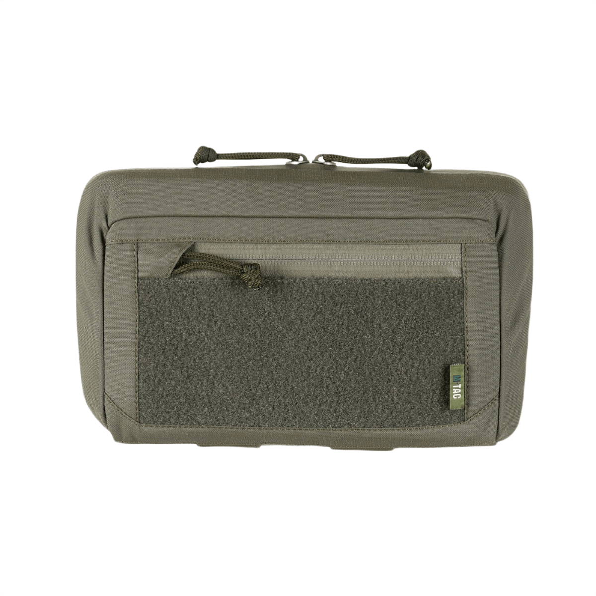M-Tac Admin Pouch Large Elite Gen.II Cordura 500D:stä AquaGuard-vetoketjulla ja Velcro-paneelilla, patcheille etutaskussa.