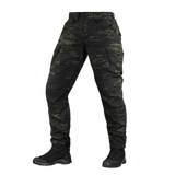 M-Tac Aggressor Elite Nyco Extreme housut Black Multicam®-kuosissa, suunniteltu taktiseen käyttöön ja ulkoiluun.
