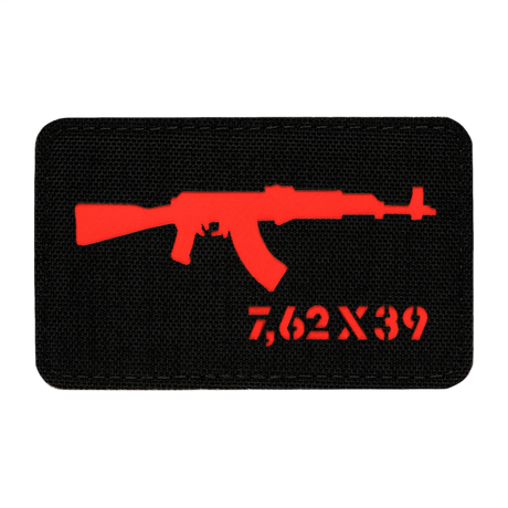 M-Tac AKM 7,62x39 Laser Cut Patch, Velcro-kiinnitys, kestävä Cordura 500D, koko 80x50 mm, punainen AKM-symboli.