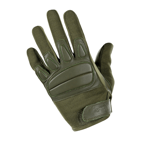 M-Tac Assault Tactical Mk.2 -käsineet oliivinvihreänä, säädettävällä tarrakiinnityksellä ja iskunvaimentavilla inserteillä suojaan ja mukavuuteen.