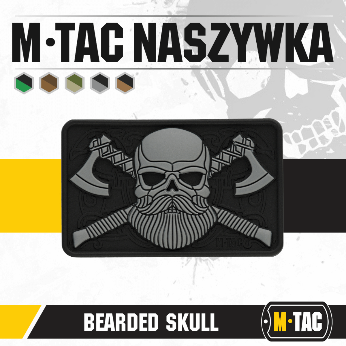 M-Tac Bearded Skull 3D PVC-patch 3D-partaisella kallo-kuviolla, kestävä PVC-materiaali, Velcro helppoon kiinnitykseen vaatteisiin ja varusteisiin.