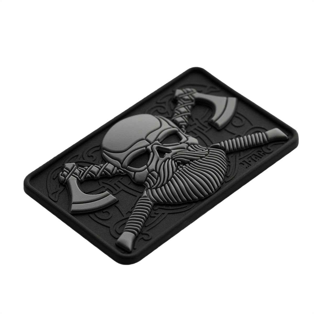 M-Tac Bearded Skull 3D PVC-patch mustana partaisella kallo-kuviolla, sopii taktiseen käyttöön ja helppoon Velcro-kiinnitykseen.