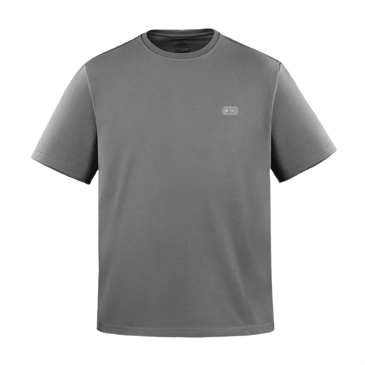 M-Tac Cotton HARD T-paita harmaana, heijastava logo, oversize-leikkaus maksimaaliseen liikkumisvapauteen ja mukavuuteen, 100% puuvilla.