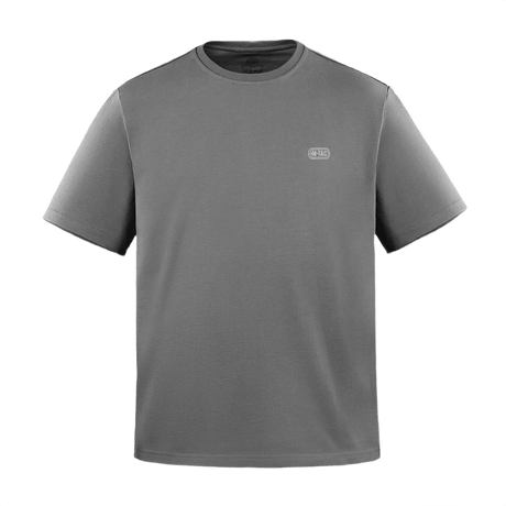 M-Tac Cotton HARD T-paita harmaana, heijastava logo, oversize-leikkaus maksimaaliseen liikkumisvapauteen ja mukavuuteen, 100% puuvilla.