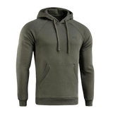M-Tac Cotton Raglan Hard Hoodie oliivinvärisenä kengurutaskulla ja hupulla. Sopii arjen käyttöön tyylikkäillä raglan-hihoilla.