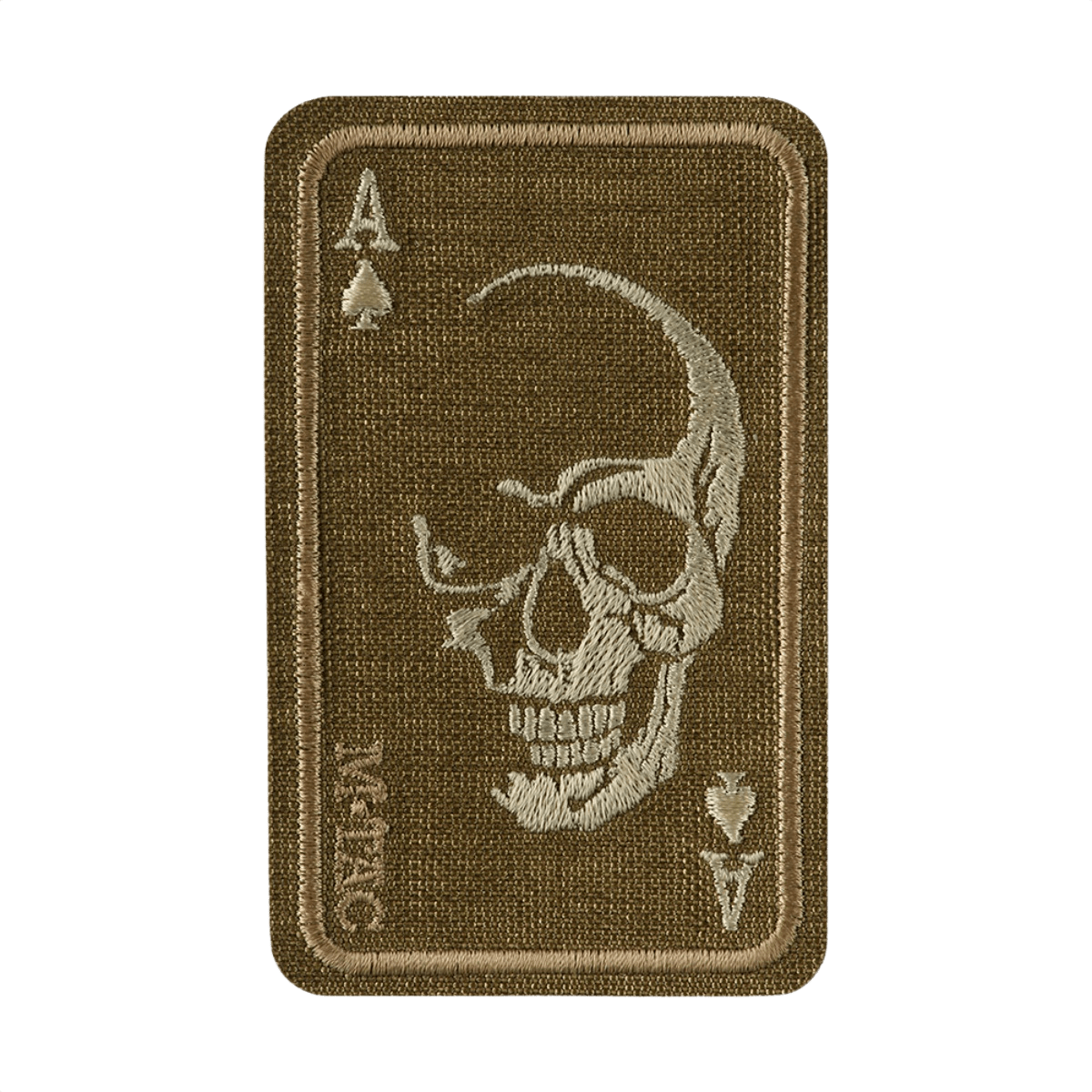 M-Tac Patch Face of War (Broderi) kallokuvio Cordura 500D:ssä. Innoitus Vietnamin sodan 'card of death'. Sopii vaatteisiin ja varusteisiin.