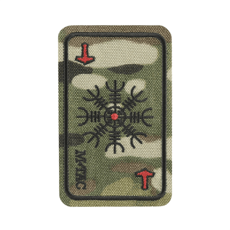 M-Tac Patch Kort Helm of Horror (brodeerattu) Ægishjálmur-symbolilla brodeerattuna Cordura 500D:hen maastokuvioisena, 8 x 5 cm.