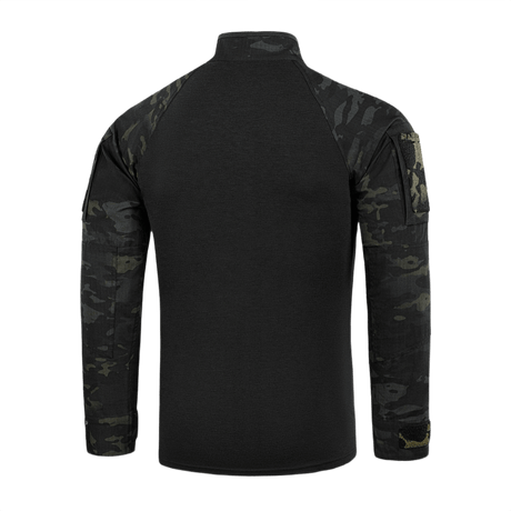 M-Tac Combat Shirt Gen.II Pro NYCO Extreme Black Multicam® -kuosissa, kestävät ja palosuojatut materiaalit, sopii taktisiin ympäristöihin.