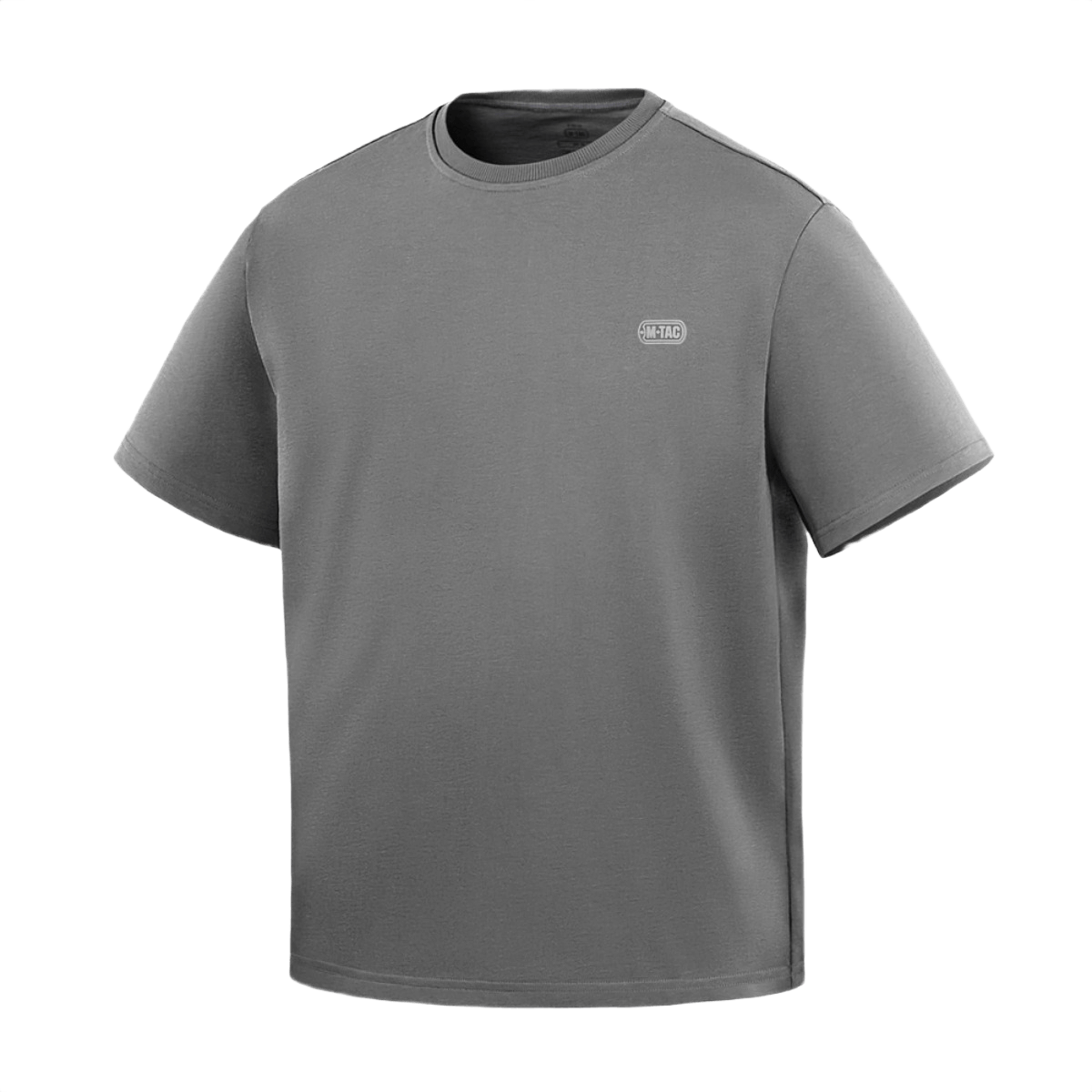 M-Tac Cotton HARD T-paita harmaana, suunniteltu arkeen oversize-leikkauksella ja heijastavalla logolla, valmistettu 100% puuvillasta.