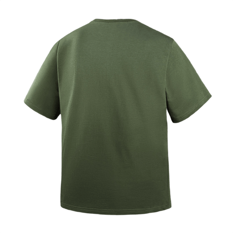 Oliivinvihreä M-Tac Cotton HARD T-paita takakuva, oversize-design mukavuuteen ja vapaaseen liikkumiseen, valmistettu 100% puuvillasta.