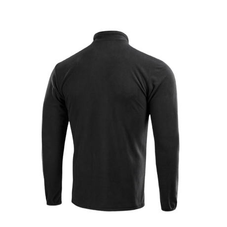M-Tac Delta Fleece -takki takaa kuvattuna, musta fleece-malli pitkähihaisena ja mukana peukalonreiät, ihanteellinen ulkoiluun ja kylmään säähän
