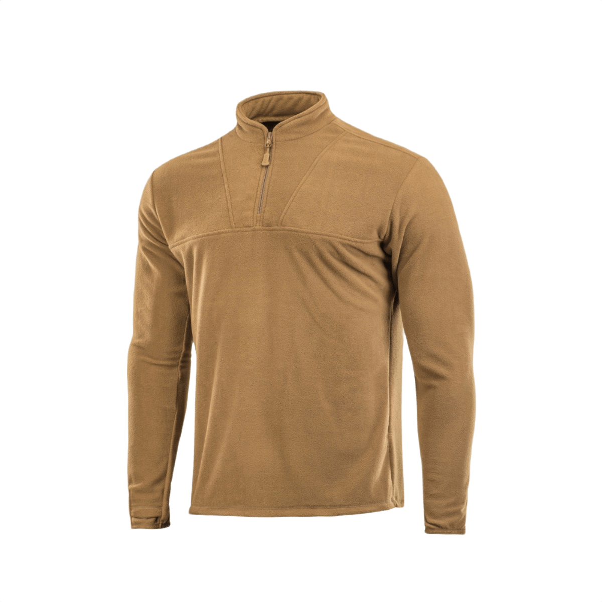 M-Tac Delta Fleece -takki vaaleanruskeana, kevyt ja lämmin, peukalorei'illä hihoissa, sopii ulkoiluun kylmässä säässä.