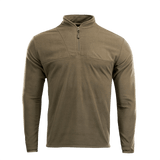 M-Tac Delta Fleece -takki oliivinvärisenä mukana peukalonreiät aktiiviseen käyttöön kylmässä säässä, valmistettu 190 g/m² fleecestä mukavuutta ja lämpöä varten