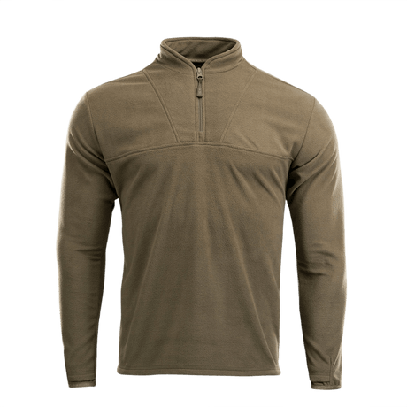 M-Tac Delta Fleece -takki oliivinvärisenä mukana peukalonreiät aktiiviseen käyttöön kylmässä säässä, valmistettu 190 g/m² fleecestä mukavuutta ja lämpöä varten