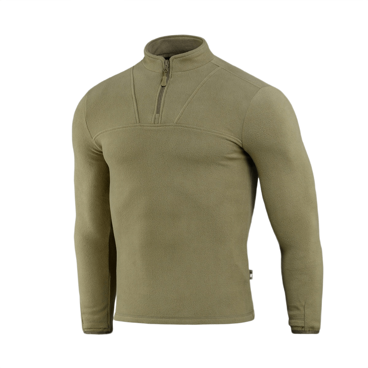 M-Tac Delta Fleece -takki oliivinvärisenä, mukava fleece ulkoiluun, mukana peukalonreiät, kevyt ja hengittävä