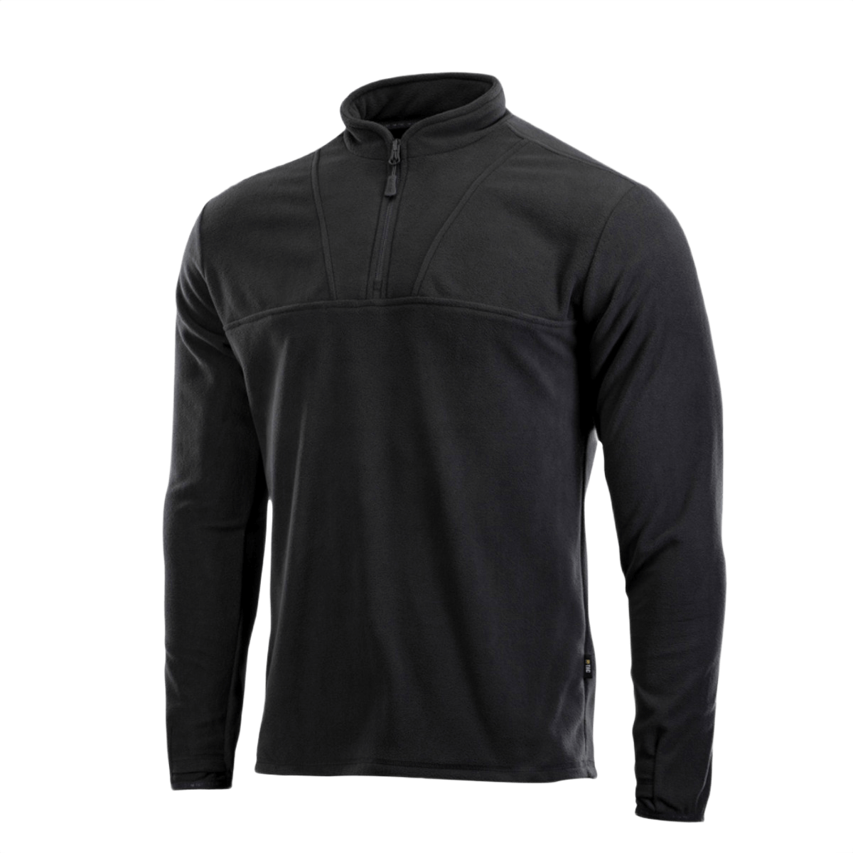 M-Tac Delta Fleece -takki mustana pitkine hihoineen ja mukana peukalonreiät, ihanteellinen ulkoiluun ja kylmään säähän