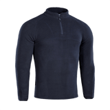 M-Tac Delta Polartec Raglan -takki mustana fleecenä korkealla kauluksella ja puolikkaalla vetoketjulla ulkoiluun.