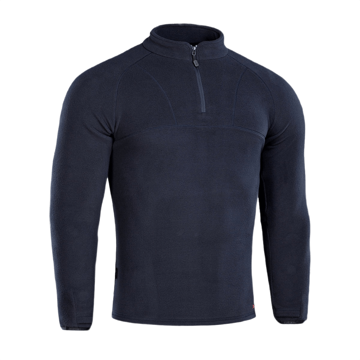 M-Tac Delta Polartec Raglan -takki mustana fleecenä korkealla kauluksella ja puolikkaalla vetoketjulla ulkoiluun.