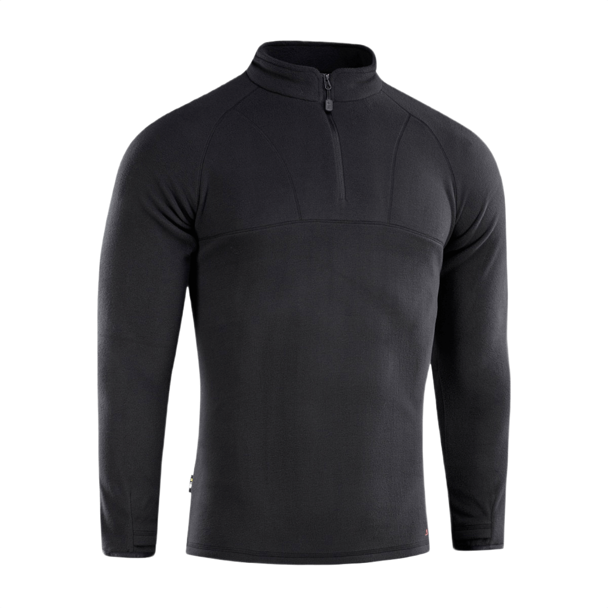 M-Tac Delta Polartec Raglan -takki mustana, korkea kaulus ja puolivetoketju, sopiva jokapäiväiseen käyttöön ja ulkoiluun.