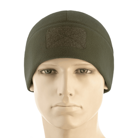 M-Tac Watch Cap Elite Fleece Beanie Hat Velcro, vihreä fleece-pipo talviaktiviteetteihin, Velcro-paneeli merkeille ja tunnistukseen.