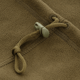M-Tac Fleece Neck Gaiter med Snor ruskea, yksityiskohtainen näkymä säädettävästä nyöristä kylmän suojausta varten.