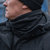 M-Tac Fleece Neck Gaiter med Snor kylmään säähän, säädettävä ja monikäyttöinen musta fleece-kauluri, suojaa pakkaselta ja tuulelta.