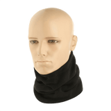 M-Tac Fleece Neck Gaiter med Snor – monikäyttöinen kauluri mannekiinilla, musta fleece, säädettävä, suojaa kylmältä.