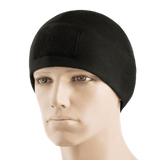 M-Tac Fleece Tactical Watch Cap Beanie m. Patch Panel mustasta fleecestä, täydellinen taktiseen käyttöön ja ulkoiluun.