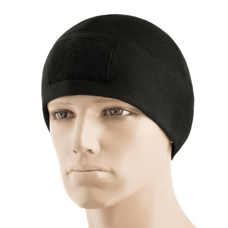 M-Tac Fleece Tactical Watch Cap Beanie m. Patch Panel mustasta fleecestä, täydellinen taktiseen käyttöön ja ulkoiluun.