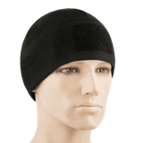 M-Tac Fleece Tactical Watch Cap Beanie m. Patch Panel taktiseen käyttöön ja ulkoiluun, kevyt ja lämmin pipo mustasta fleecestä.