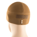 M-Tac Fleece Tactical Watch Cap Beanie m. Patch Panel ruskeasta fleecestä, kevyt ja nopeasti kuivuva, sopii taktiseen käyttöön ja ulkoiluun.